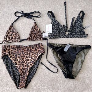 Good American animal print swim suit bundle small top medium bottom